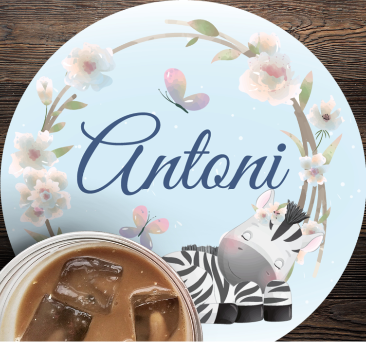 Gepersonaliseerde onderzetters zebra illustratie - TenStickers