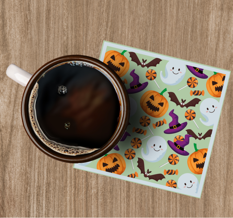 Halloween onderzetters met pompoenen en spoken patroon - TenStickers