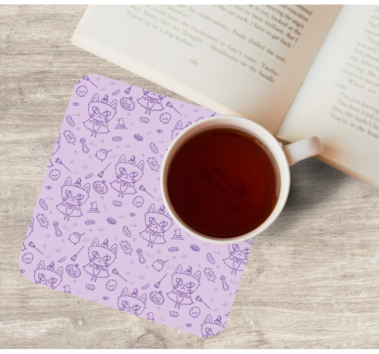 Halloween onderzetters met speelse kat elementen - TenStickers