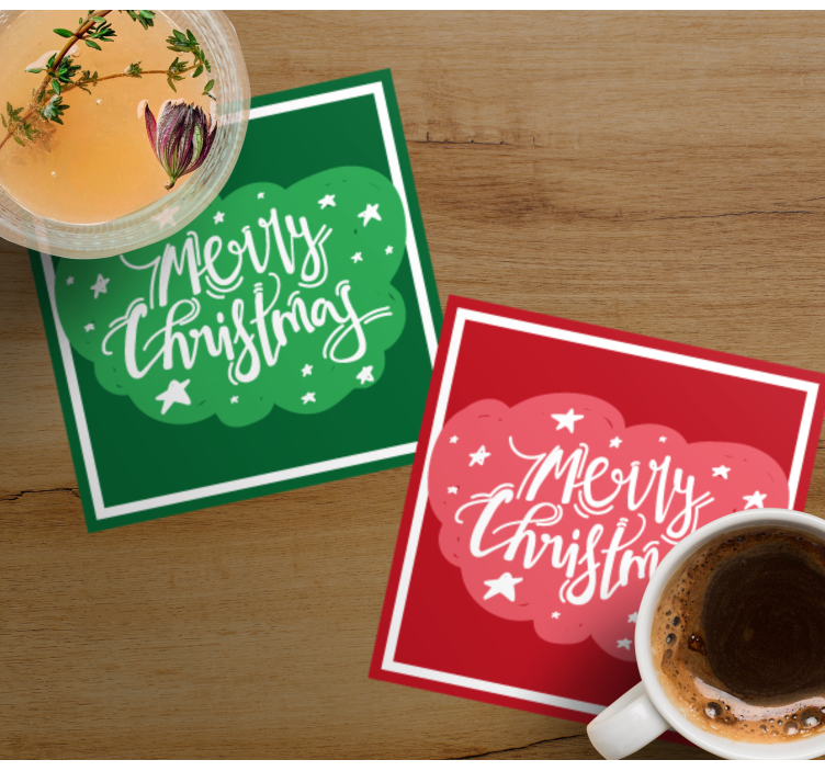 Kerst onderzetters feestelijke blije typografie - TenStickers