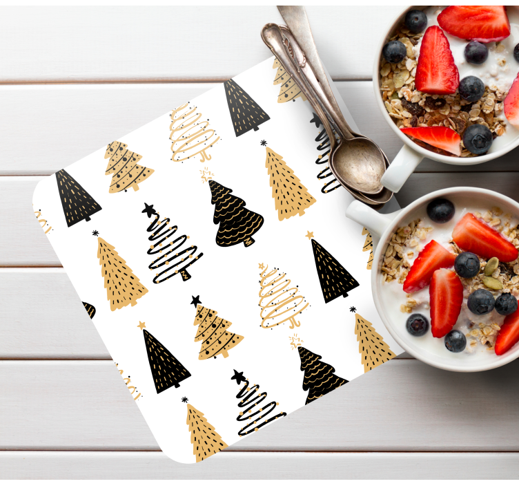 Kerst onderzetters met gestileerd boompje patroon - TenStickers