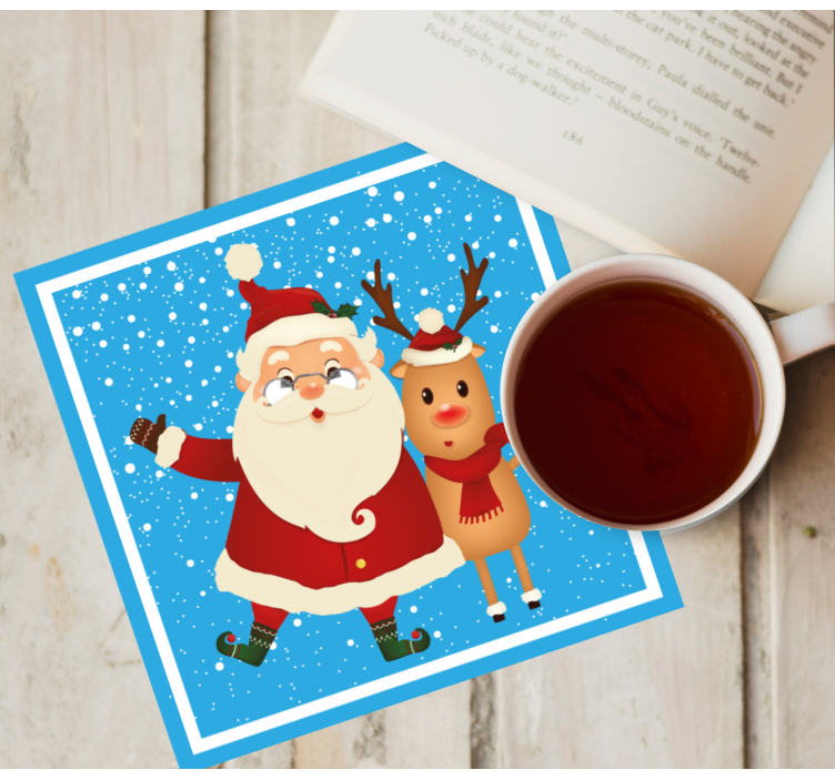 Kerst onderzetters santa en rendier - TenStickers