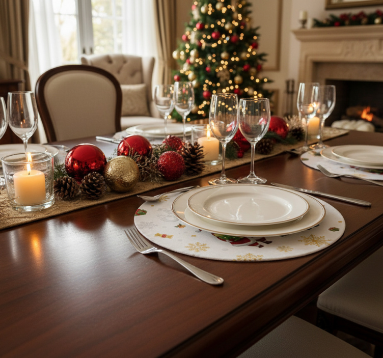 Kerst onderzetters santa met elf - TenStickers