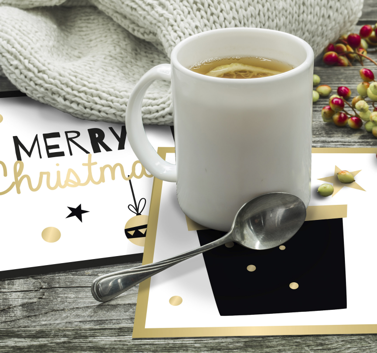 Kerst onderzetters vrolijk cadeau ontwerp - TenStickers