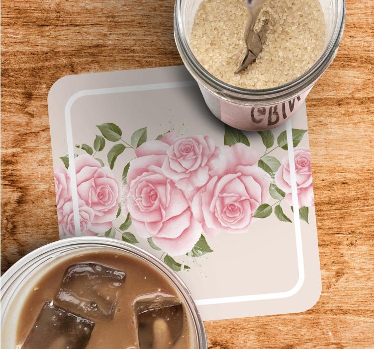 Moderne onderzetters roze bloemarrangement - TenStickers