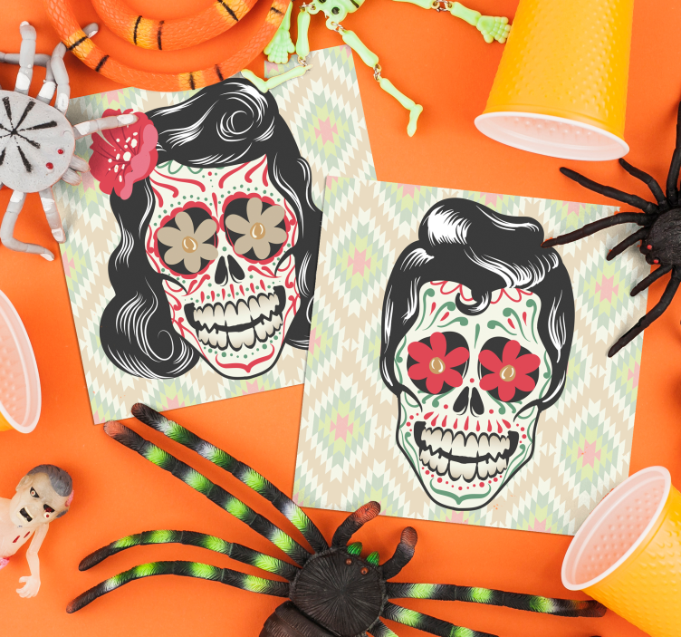 Halloween schedels drinken onderzetter - TenStickers