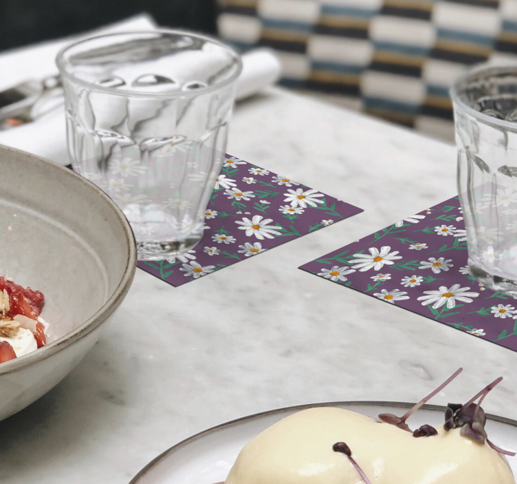 Onderzetters paars bloemenpatroon - TenStickers