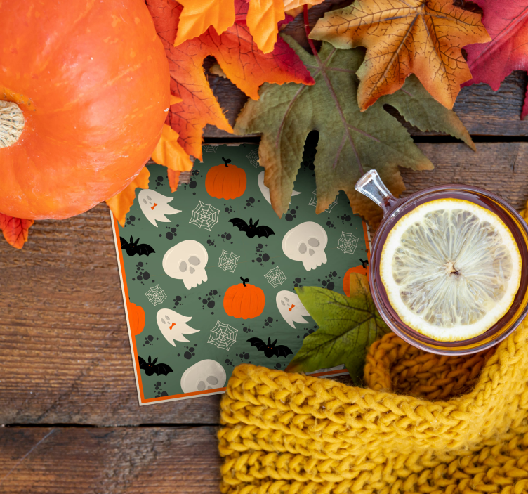 Pompoenen, spoken en spinnen halloween onderzetter - TenStickers