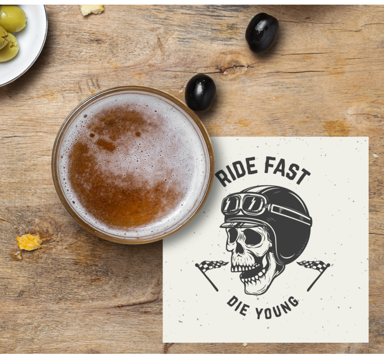 Schedel met racebril enge onderzetters - TenStickers