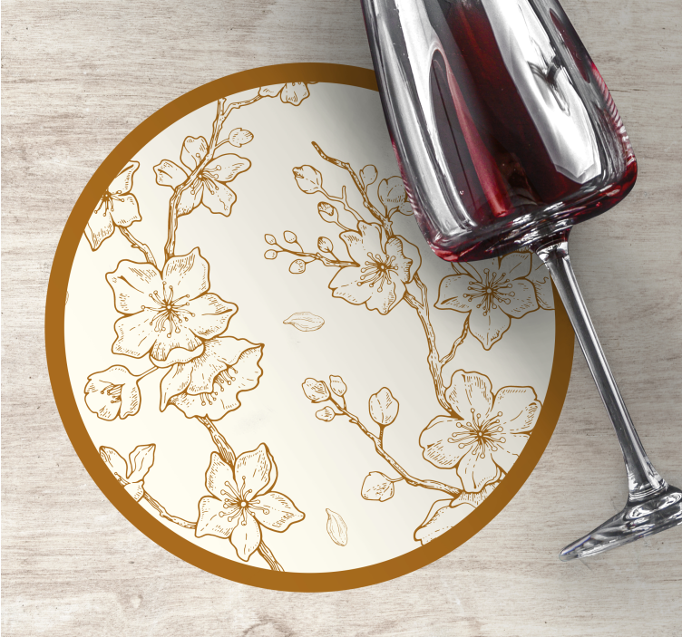 Vintage onderzetters met bloemenmotief in hout - TenStickers