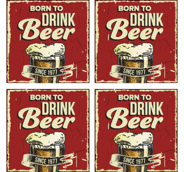 Gepersonaliseerde "geboren om bierviltje te drinken" onderzetter - TenStickers