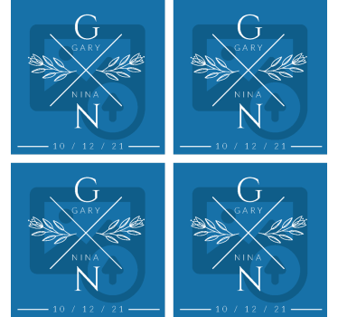 Onderzetters bruiloft gepersonaliseerde initialen stel - TenStickers
