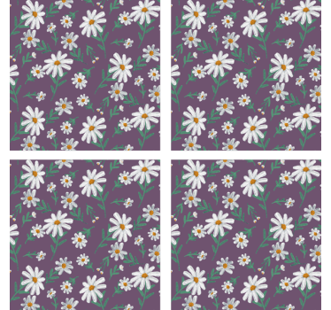 Onderzetters paars bloemenpatroon - TenStickers