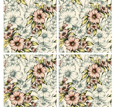 Onderzetters bloemenpatroon kunst - TenStickers