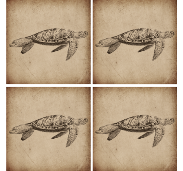 De vintage dierlijke onderzetter van de schildpadillustratie - TenStickers