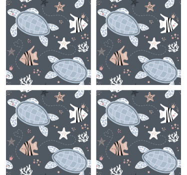 Enge onderzetters zeedieren patroon - TenStickers