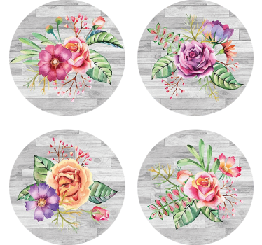 Moderne onderzetters met bloemenhoutpatroon - TenStickers