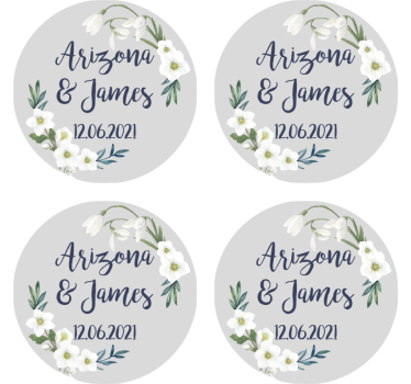 Onderzetters bruiloft Bloemen bruiloft klantgericht - TenStickers