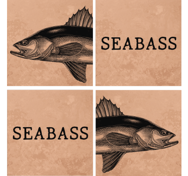 Gepersonaliseerde onderzetters seabass illustratie kunst - TenStickers