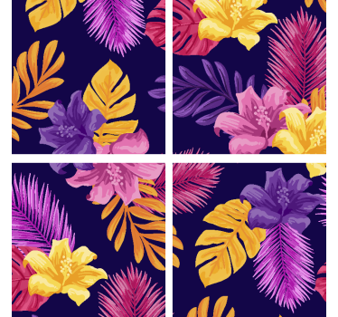 Moderne onderzetters met tropisch loofmotief - TenStickers