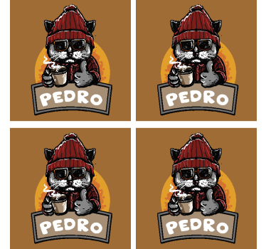 Onderzetters retro kat met naam  - TenStickers