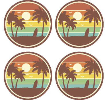 Retro surflandschap onderzetter - TenStickers