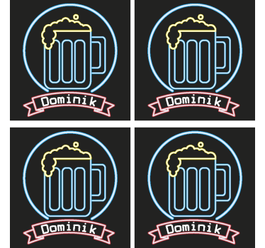 Onderzetters bier Neon bier met naam - TenStickers