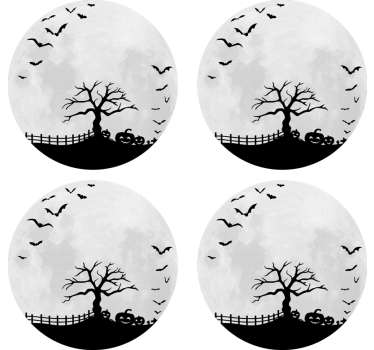 Halloween onderzetters spookachtige boom silhouet - TenStickers