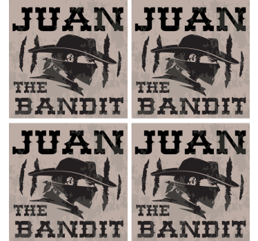 Vintage onderzetters juan bandit silhouet - TenStickers