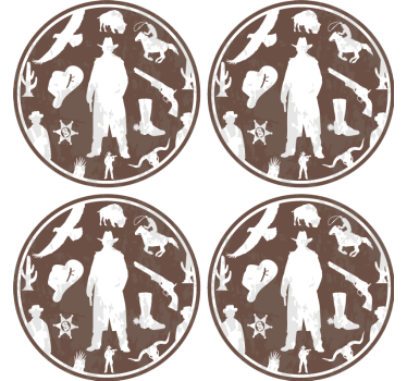 Vintage onderzetters western cowboy thema - TenStickers