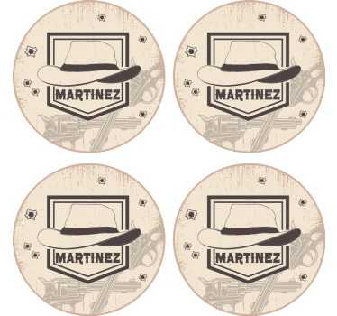 Enge onderzetters western hoed en geweren - TenStickers