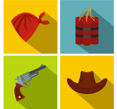Enge onderzetters cowboyhoed en dynamiet - TenStickers