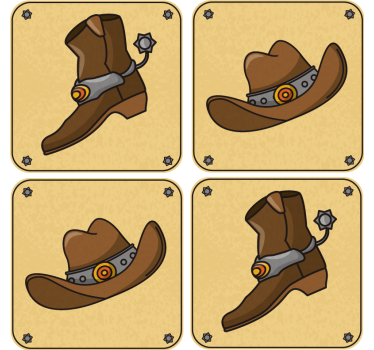 Enge onderzetters cowboyhoed en laars - TenStickers