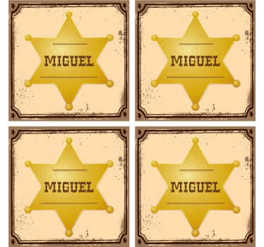 Sheriff badge  met naam onderzetters - TenStickers
