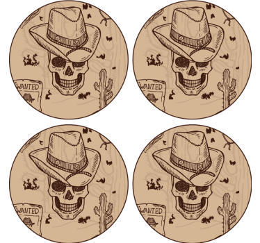 Enge onderzetters schedel met cowboyhoed - TenStickers