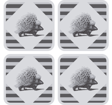 Moderne onderzetters met illustratie van stekelvarken - TenStickers