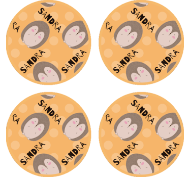 Gepersonaliseerde onderzetters schattig egeltje patroon - TenStickers