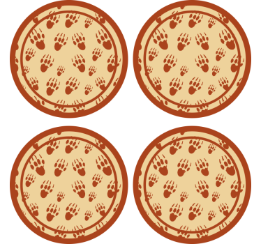 Vintage onderzetters bruine pootafdruk cirkel - TenStickers