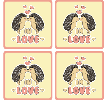 Moderne onderzetters egel kussen hartjes - TenStickers