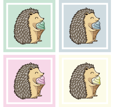 Enge onderzetters egel geniet van ijsje - TenStickers