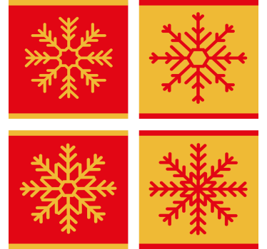 Kerst onderzetters rood geel sneeuwvlokpatroon - TenStickers