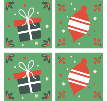 Kerst onderzetters feestelijke ornamenten en cadeau - TenStickers