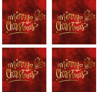 Kerst onderzetters Vrolijk kerstfeest in het rood - TenStickers