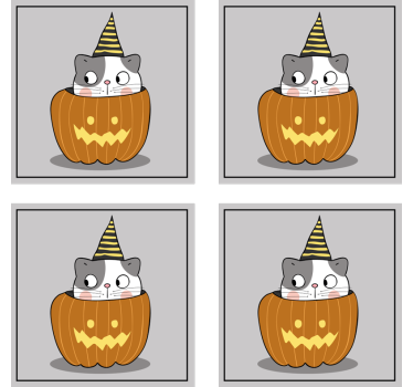 Halloween onderzetters kat in pompoenhoed - TenStickers