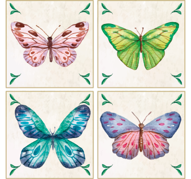 Moderne onderzetters met levendige vlinderkunst - TenStickers