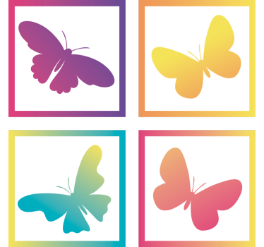 Moderne onderzetters vlindersilhouetten in levendige kleuren - TenStickers