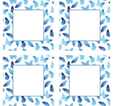 Gepersonaliseerde onderzetters vlinderpatroon blauwe lijsten - TenStickers