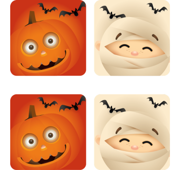 Halloween onderzetters vrolijke pompoen en mummie - TenStickers