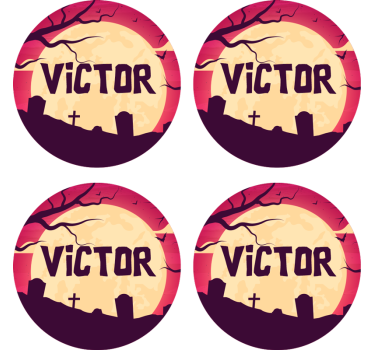 Halloween onderzetters spookachtige maanscène - TenStickers