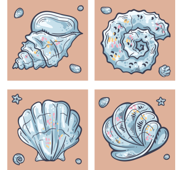 Moderne onderzetters met schelpinspiratie - TenStickers